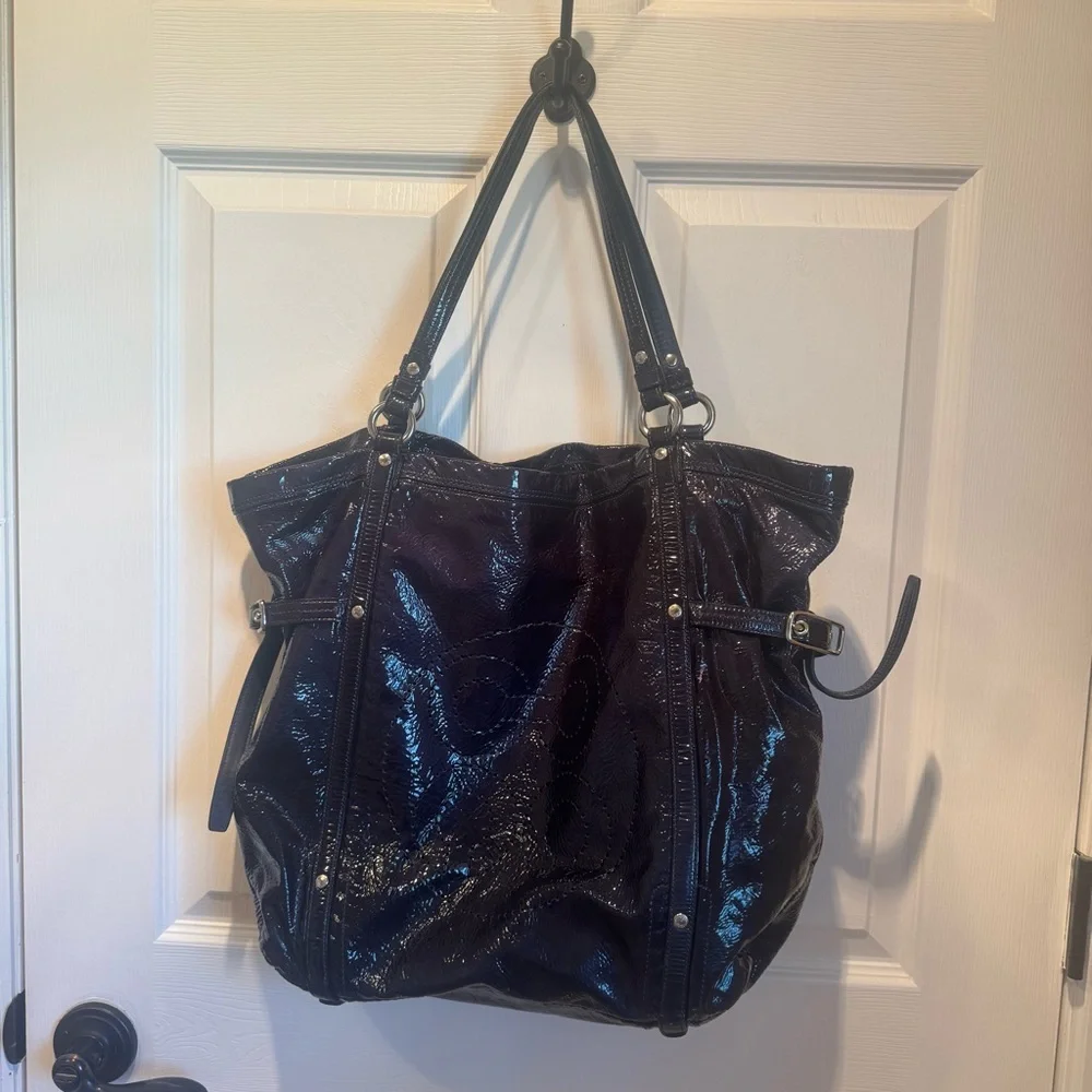 COACH Audrey Navy Blue Large Tote Y2K - Picture 1 of 4